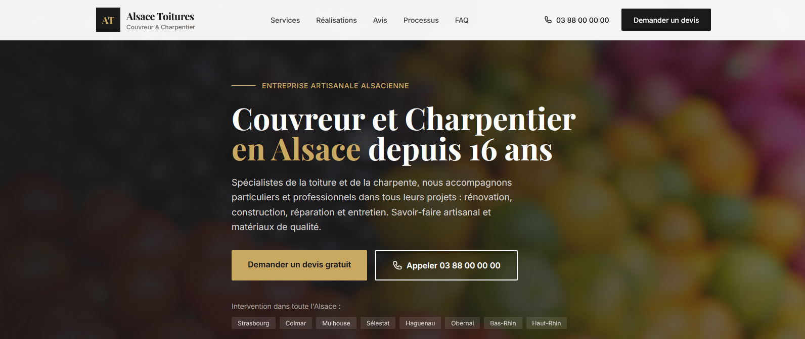 Aperçu du site Alsace Toiture