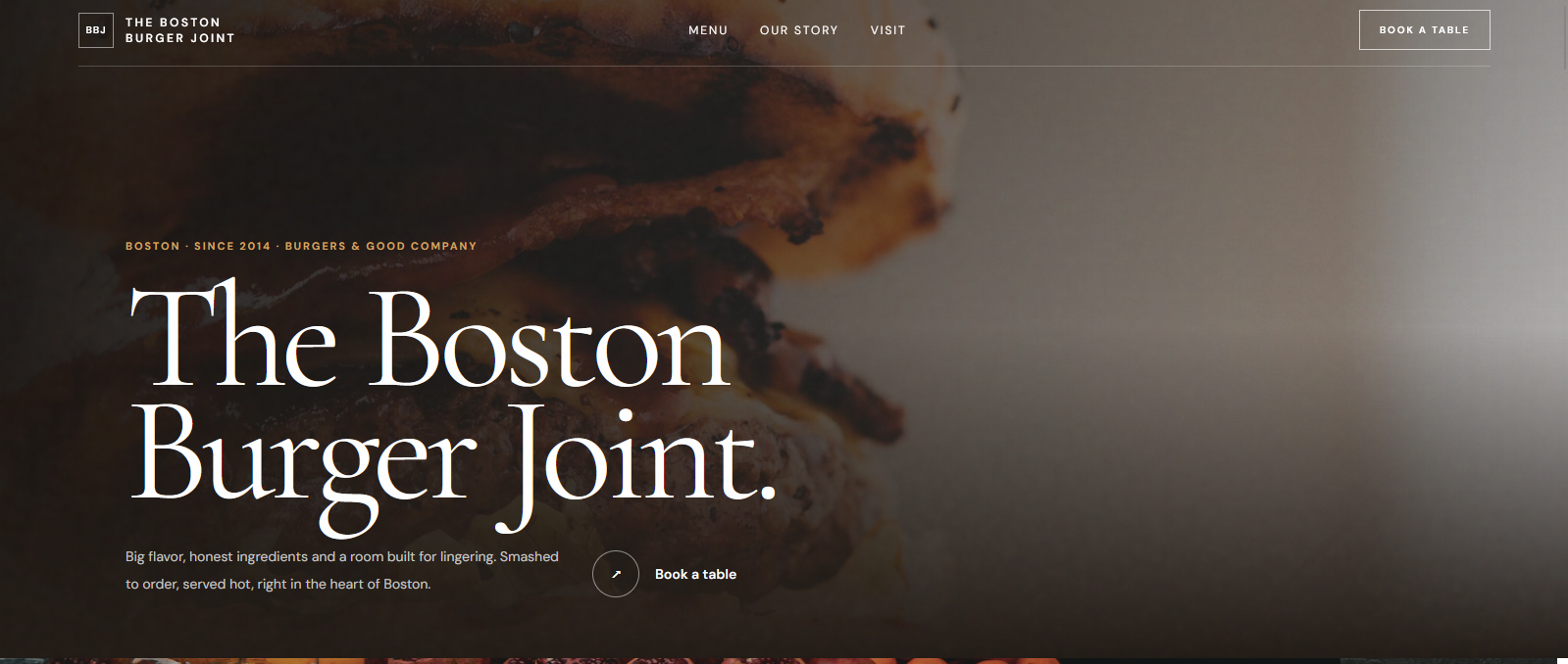 Aperçu du site Boston Burger Joint
